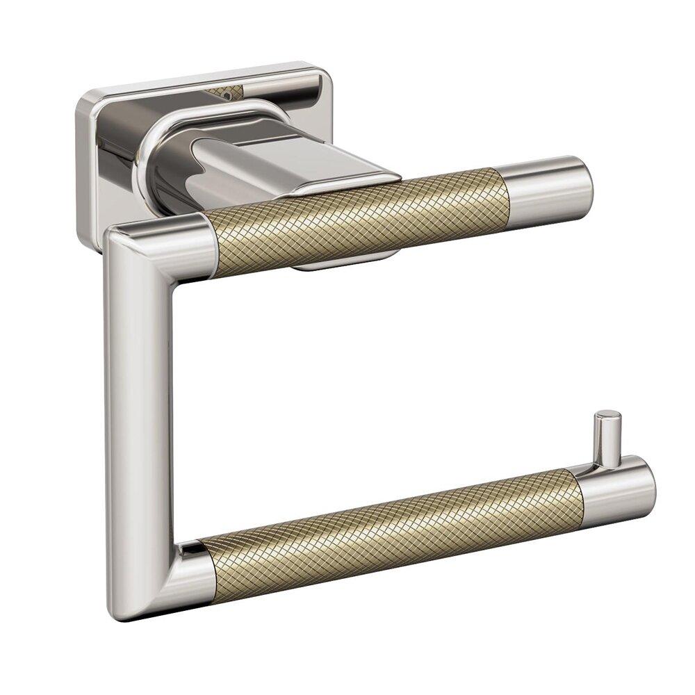 Amerock Single Post Toilet Paper Holder in Polished Nickel and Golden Champagne