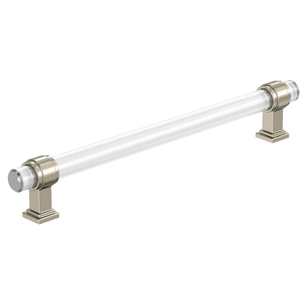 Amerock 8" Centers Glacio Cabinet Pull In Clear/Polished Nickel