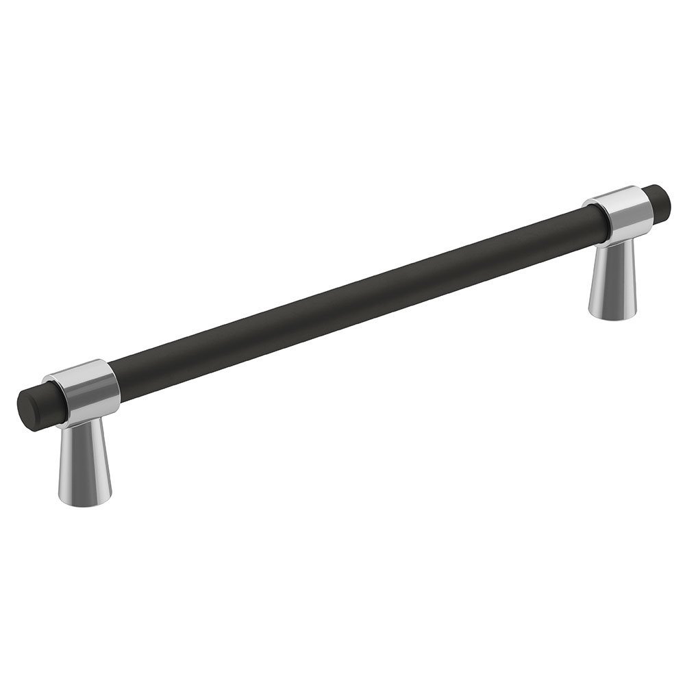 Amerock 6 1/4" (160mm) Centers Pull in Polished Chrome And Matte Black