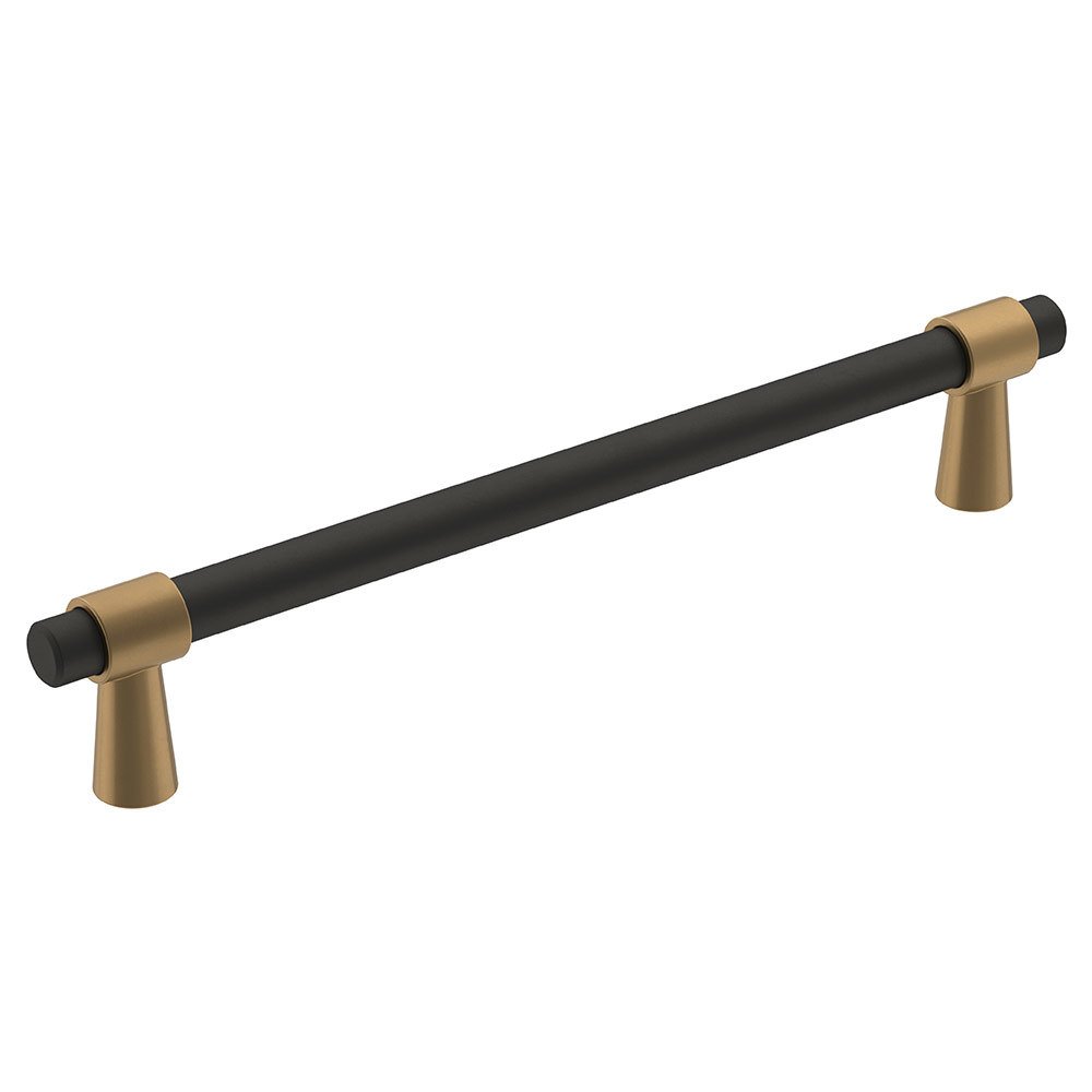 Amerock 6 1/4" (160mm) Centers Pull in Flat Black And Champagne Bronze