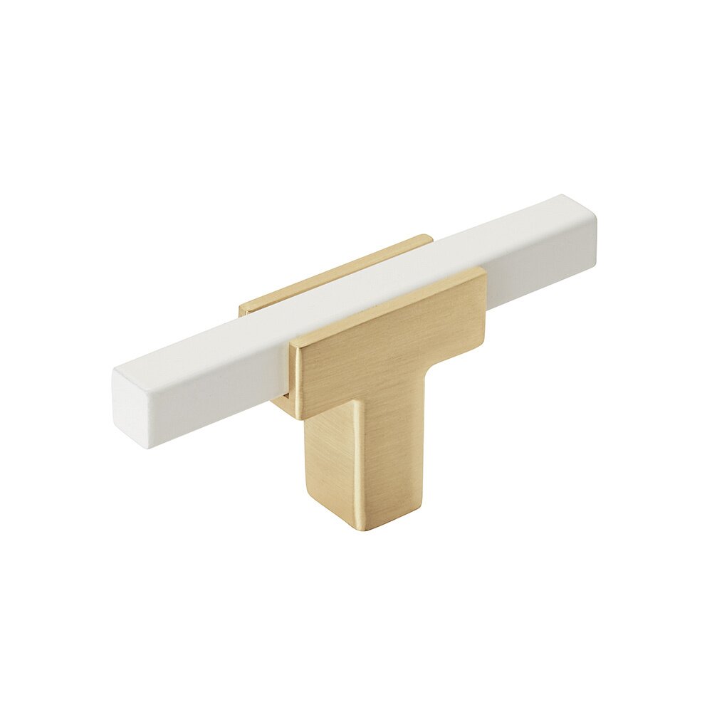 Amerock 2 5/8" (67mm) Long Knob in Brushed Gold And White