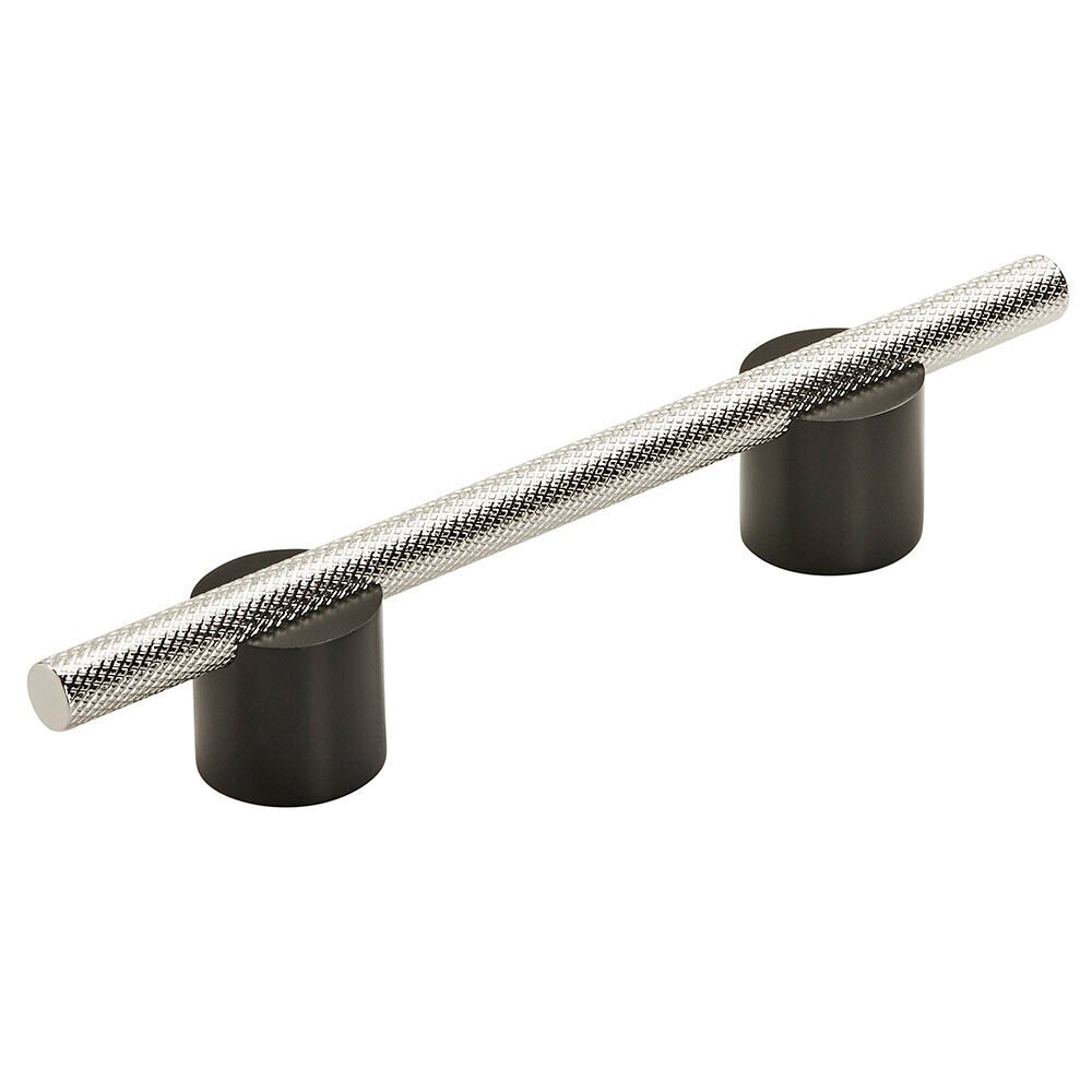 Amerock 3 3/4" (96mm) Centers Pull in Flat Black And Polished Nickel