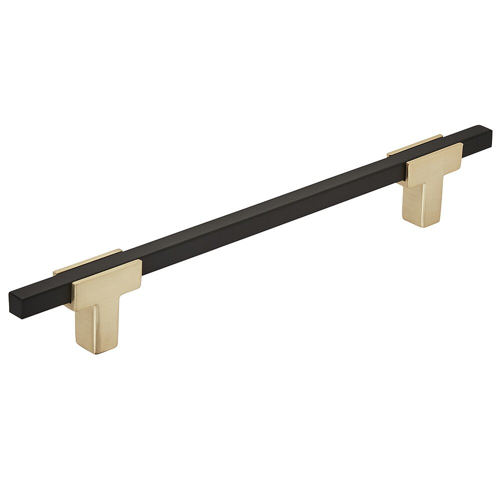Amerock 6 1/4" (160mm) Centers Pull in Brushed Gold And Matte Black