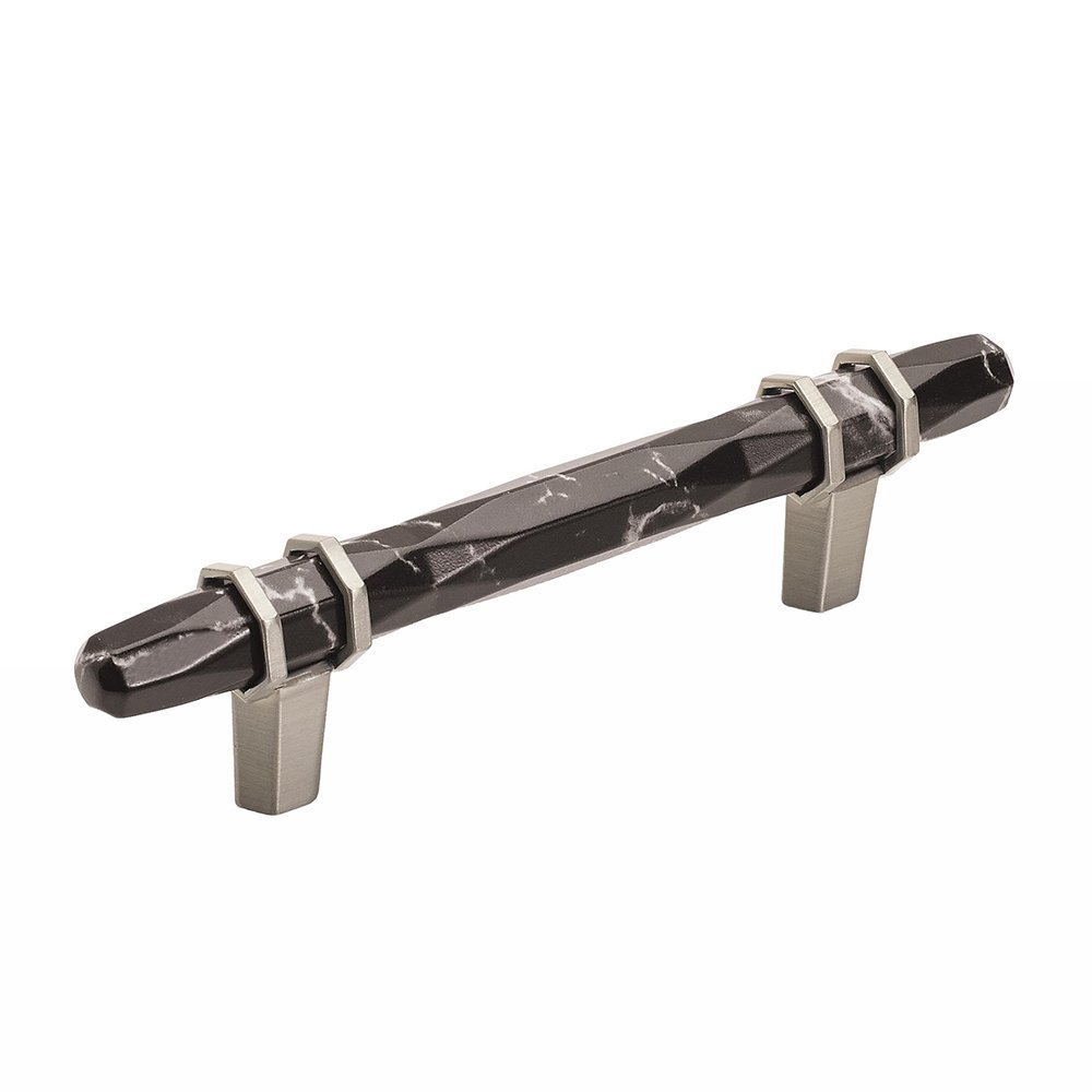 Amerock 3-3/4" (96 mm) Centers Pull in Marble Black And Satin Nickel