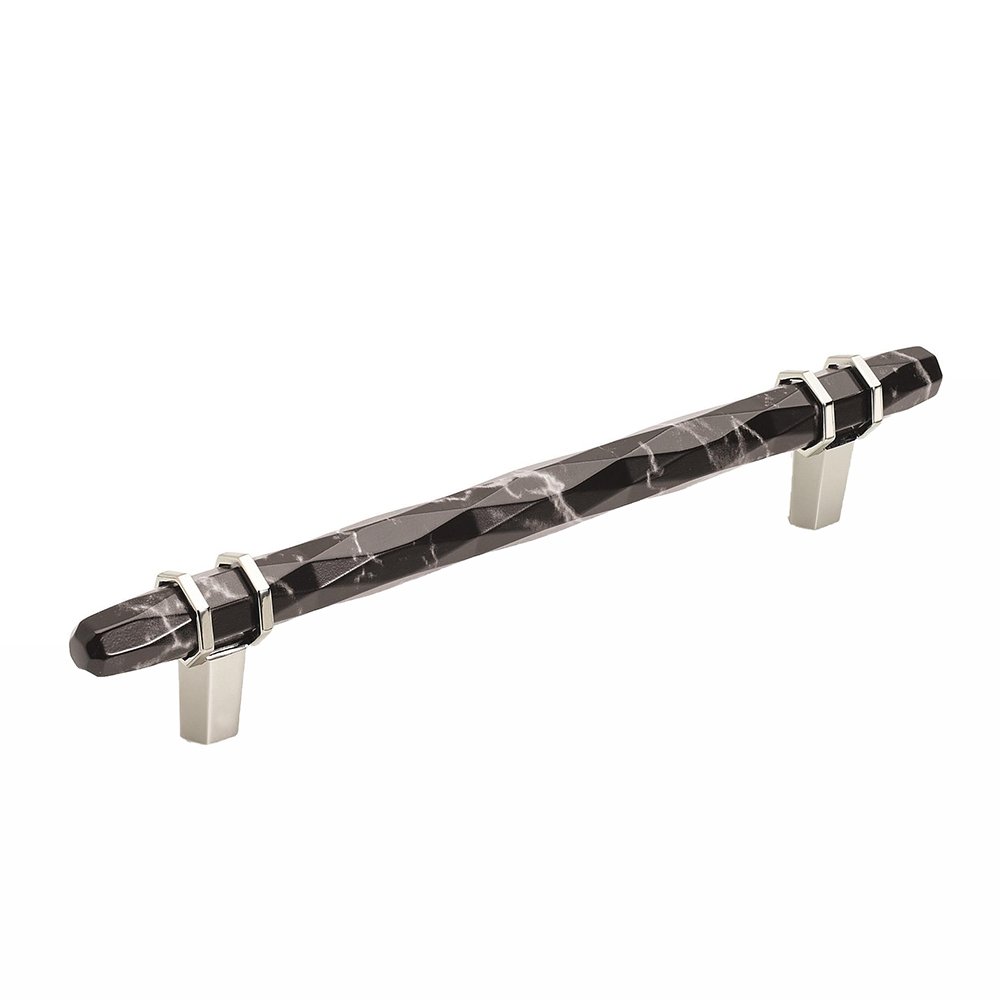 Amerock 6 1/4 (160 mm) Centers Pull in Marble Black And Polished Nickel