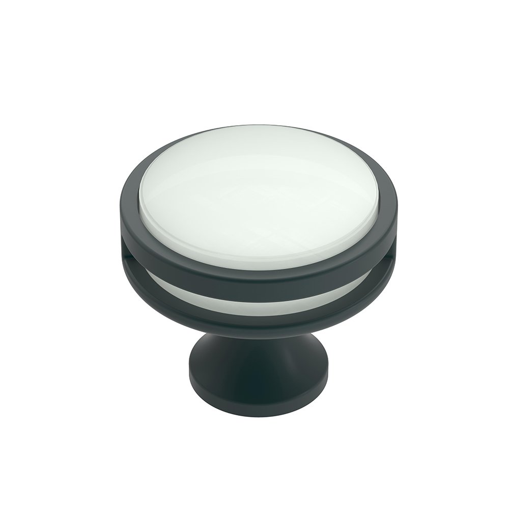 Amerock 1-3/8" (35 mm) Diameter Knob in Flat Black And Frosted