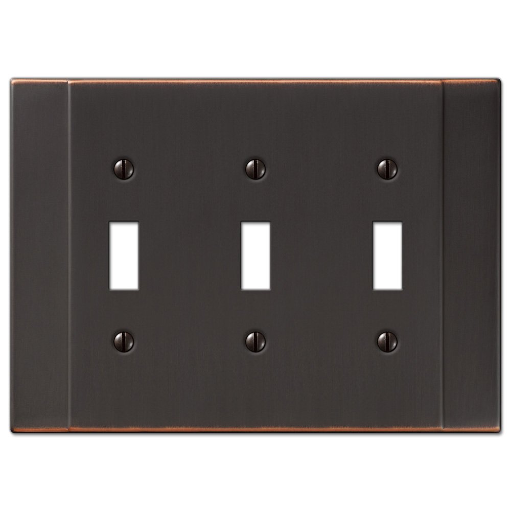 Amerelle Wallplates Triple Toggle Wallplate in Aged Bronze
