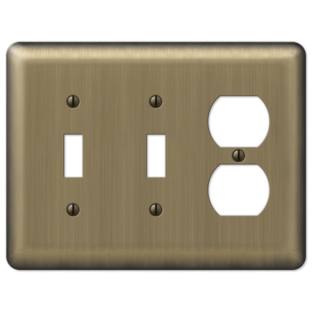 Amerelle Wallplates Double Toggle Single Duplex Combo Wallplate in Brushed Brass