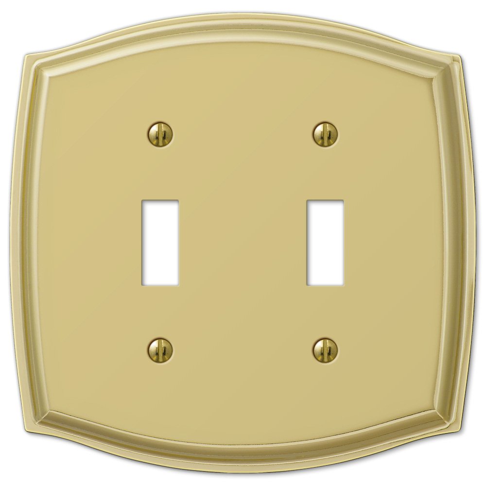 Amerelle Wallplates Double Toggle Wallplate in Polished Brass