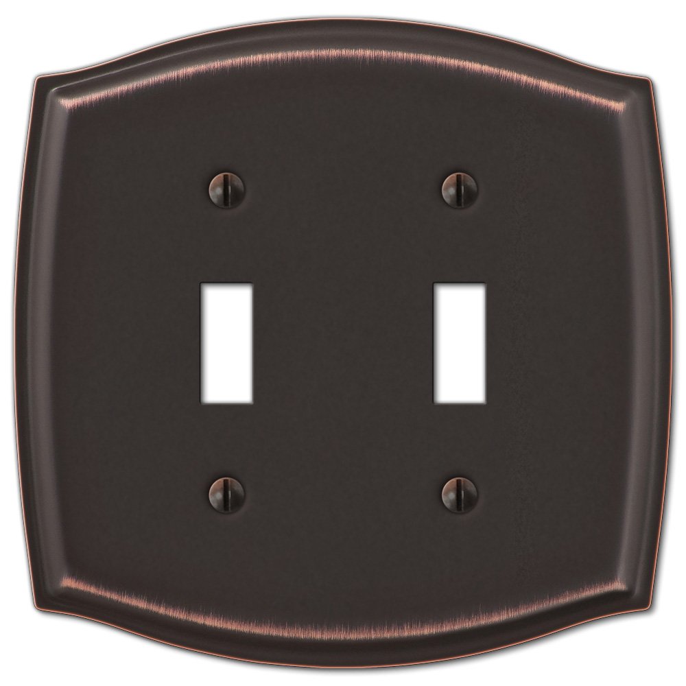 Amerelle Wallplates Double Toggle Wallplate in Aged Bronze