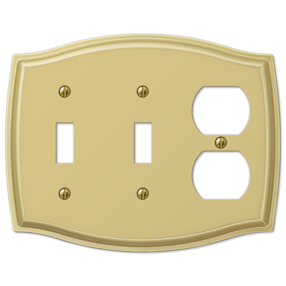 Amerelle Wallplates Double Toggle Single Duplex Combo Wallplate in Polished Brass