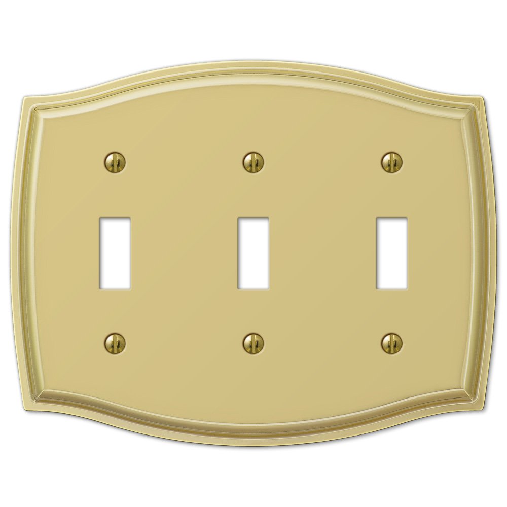 Amerelle Wallplates Triple Toggle Wallplate in Polished Brass