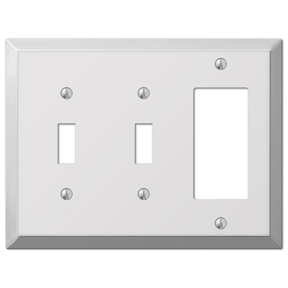 Amerelle Wallplates Double Toggle Single Rocker Combo Wallplate in Polished Chrome