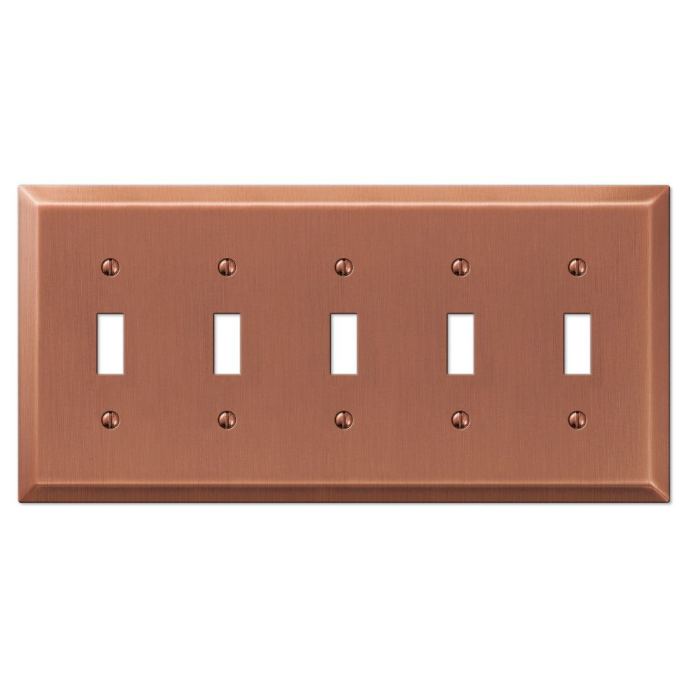 Amerelle Wallplates Quintuple Toggle Wallplate in Antique Copper