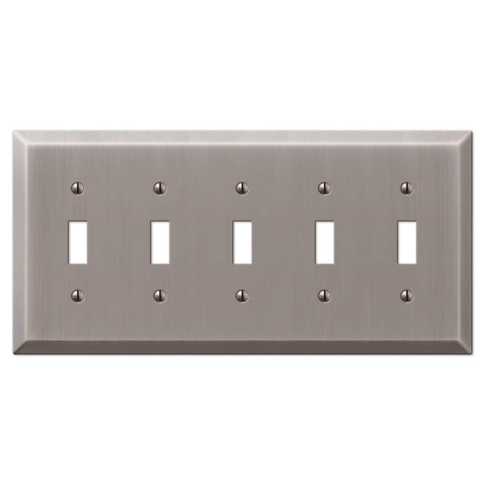 Amerelle Wallplates Quintuple Toggle Wallplate in Antique Nickel