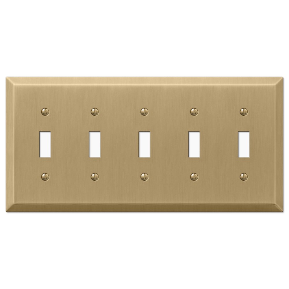 Amerelle Wallplates Quintuple Toggle Wallplate in Brushed Bronze
