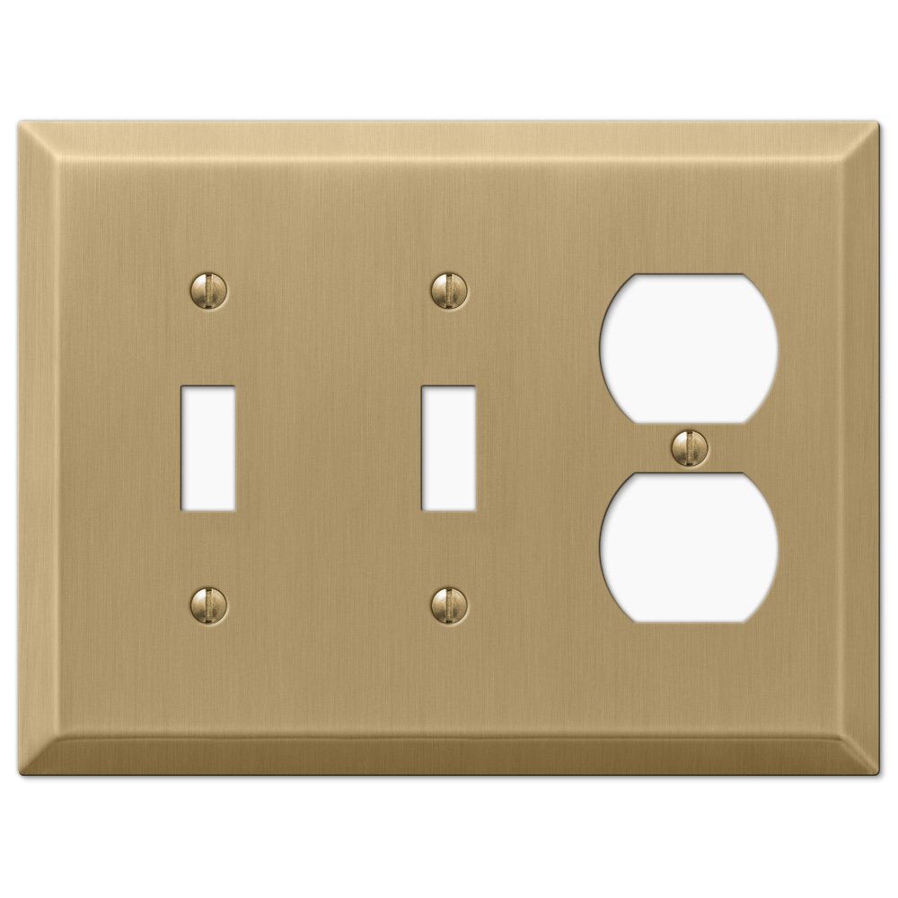 Amerelle Wallplates Double Toggle Single Duplex Combo Wallplate in Brushed Bronze