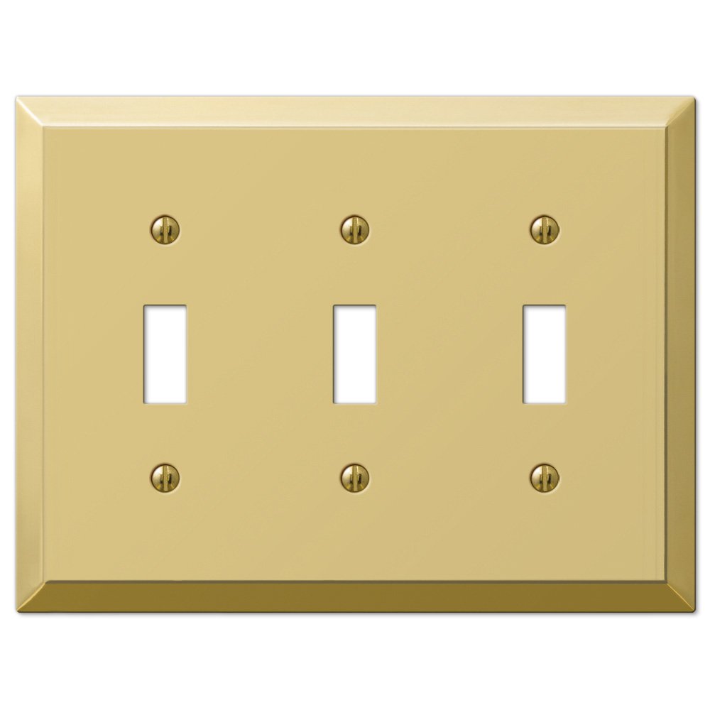 Amerelle Wallplates Triple Toggle Wallplate in Polished Brass
