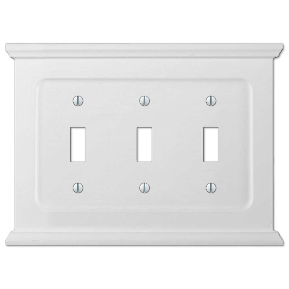 Amerelle Wallplates Wood Triple Toggle Wallplate in White