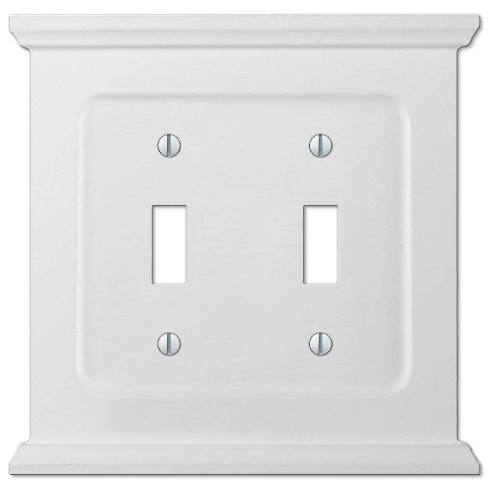 Amerelle Wallplates Wood Double Toggle Wallplate in White