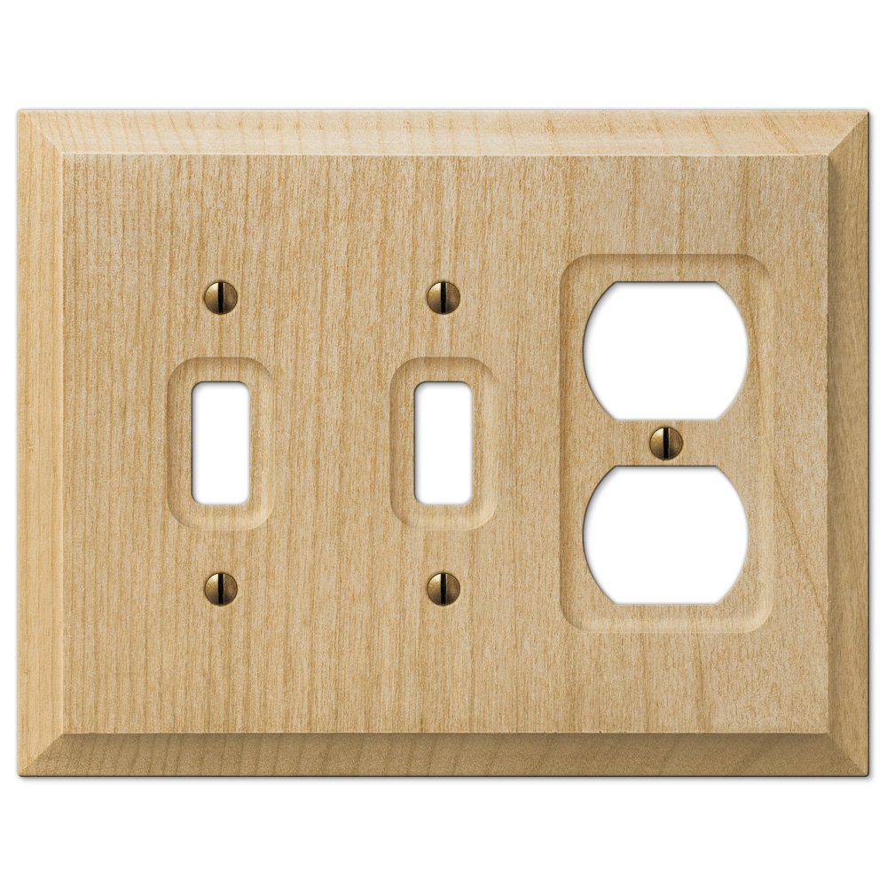 Amerelle Wallplates Double Toggle Single Duplex Combo Wallplate in Unfinished Alder Wood