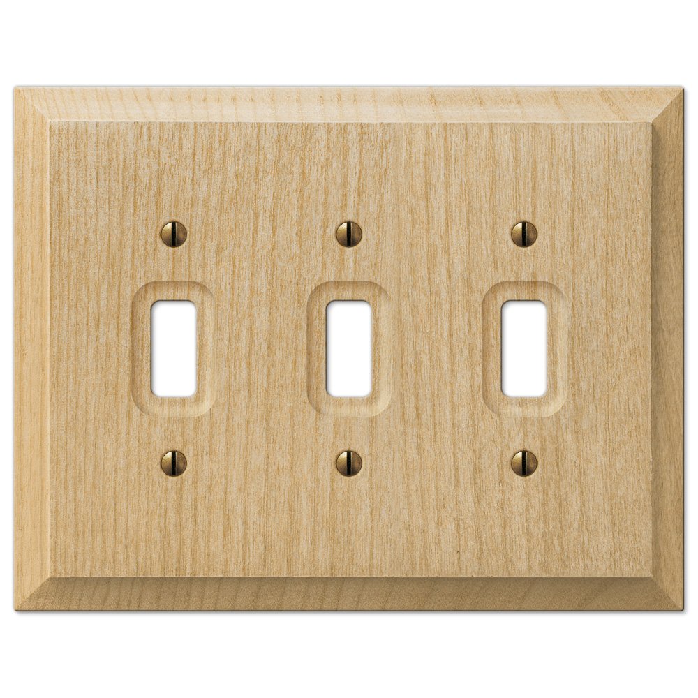 Amerelle Wallplates Triple Toggle Wallplate in Unfinished Alder Wood
