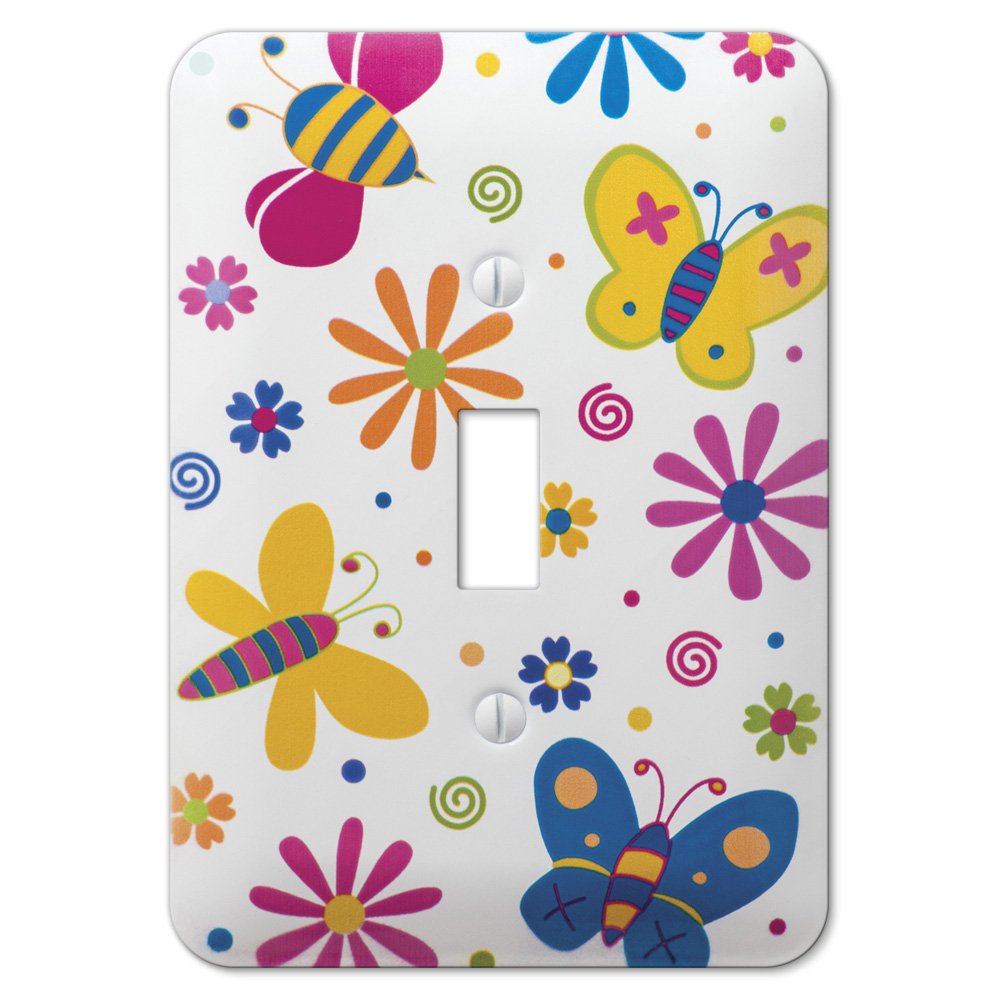 Amerelle Wallplates Butterflies Single Toggle Wallplate in Painted