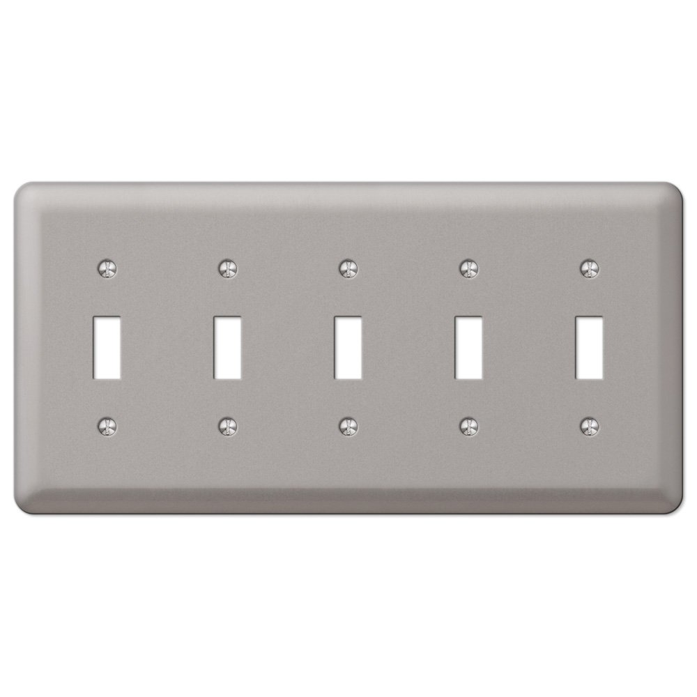 Amerelle Wallplates Quintuple Toggle Wallplate in Brushed Nickel