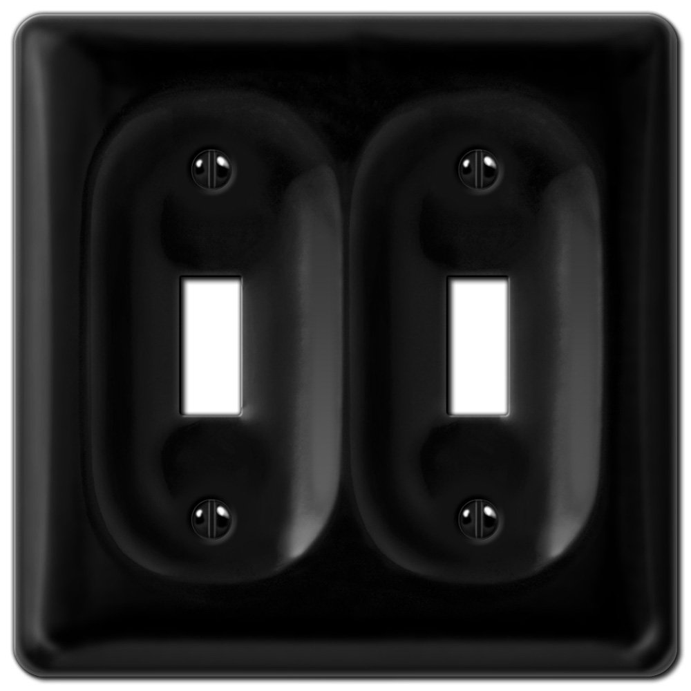 Amerelle Wallplates Ceramic Double Toggle Wallplate in Black