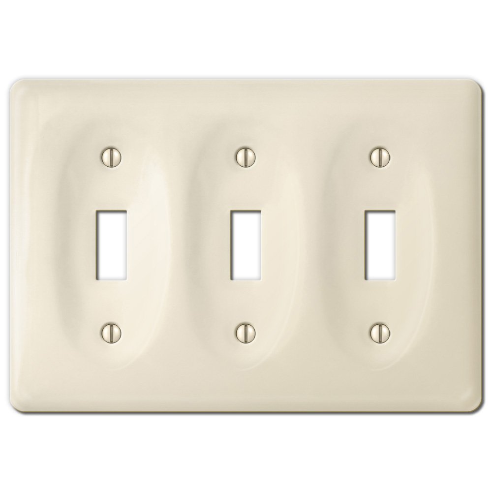 Amerelle Wallplates Ceramic Triple Toggle Wallplate in Biscuit