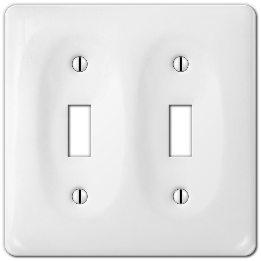 Amerelle Wallplates Ceramic Double Toggle Wallplate in White