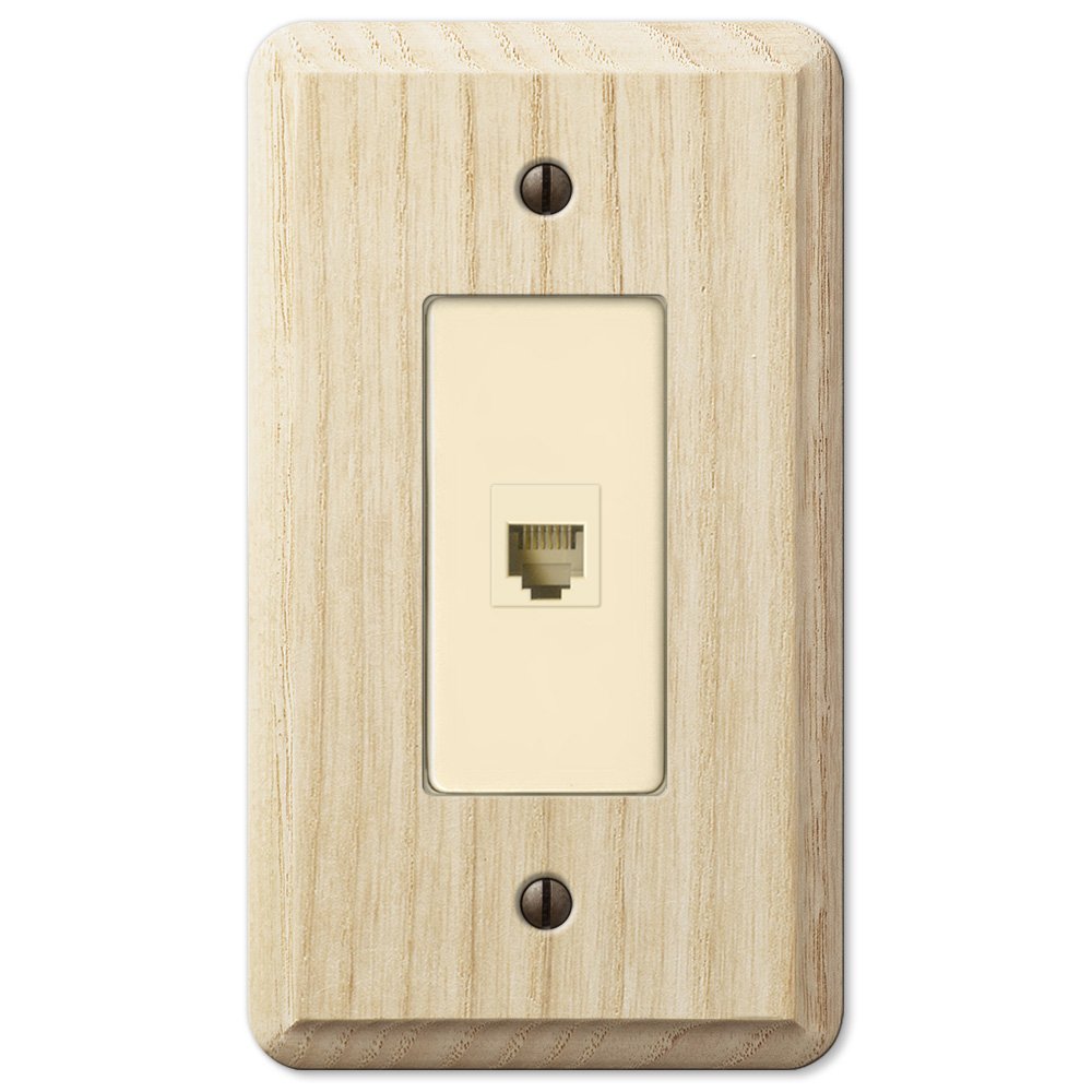 Amerelle Wallplates Single Phone Wallplate in Unfinished Ash Wood