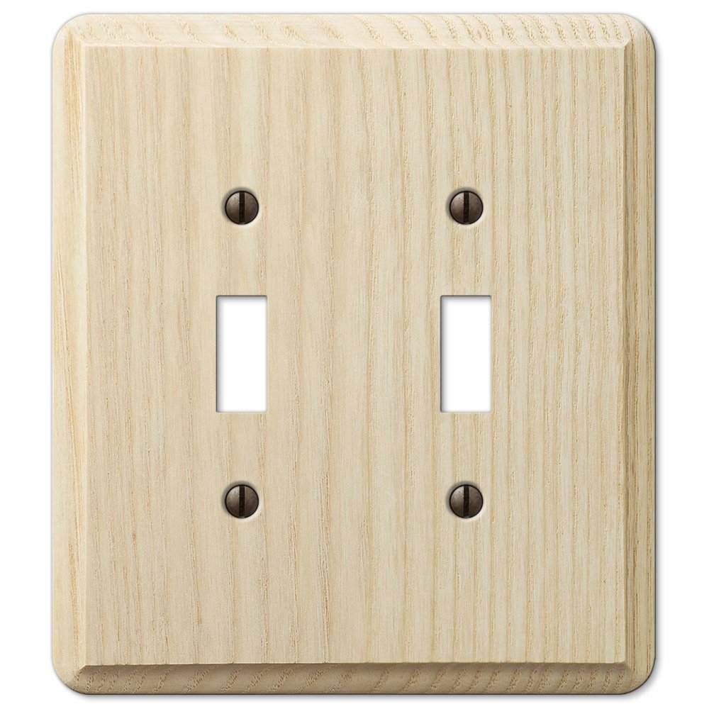 Amerelle Wallplates Double Toggle Wallplate in Unfinished Ash Wood