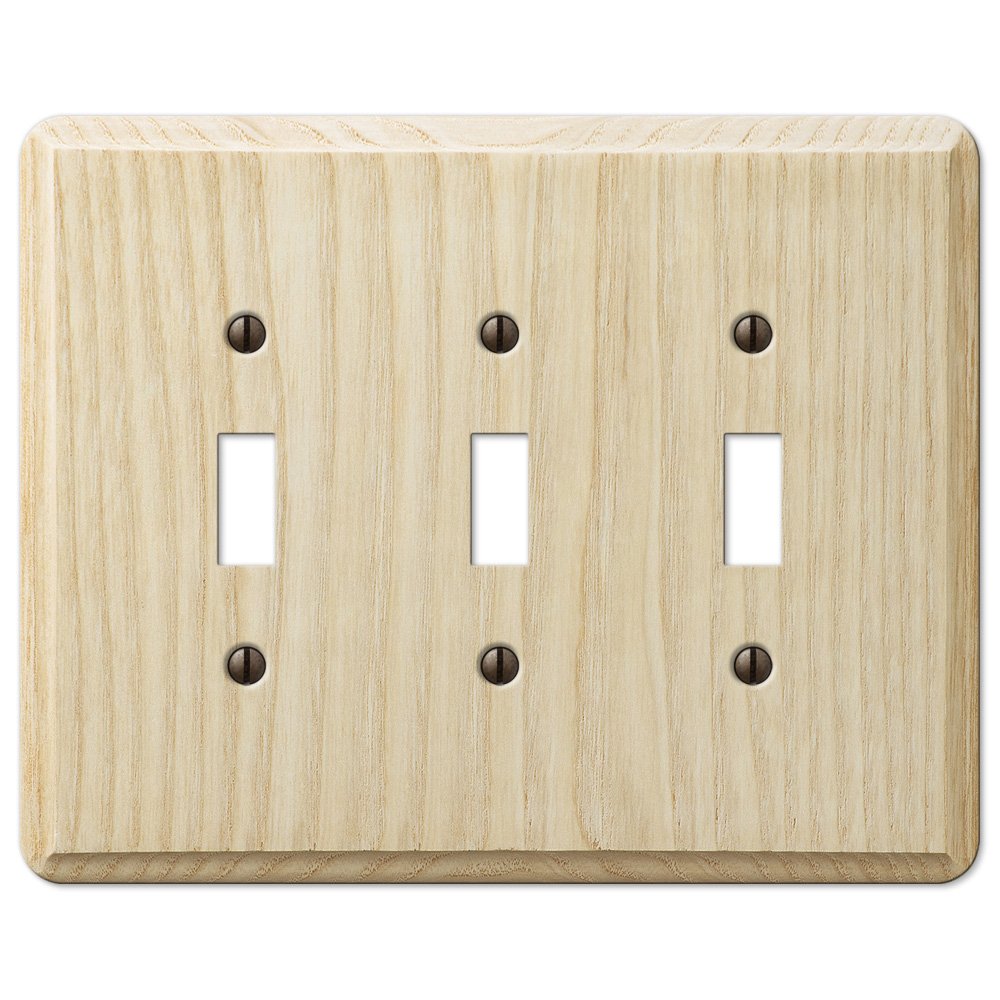 Amerelle Wallplates Triple Toggle Wallplate in Unfinished Ash Wood