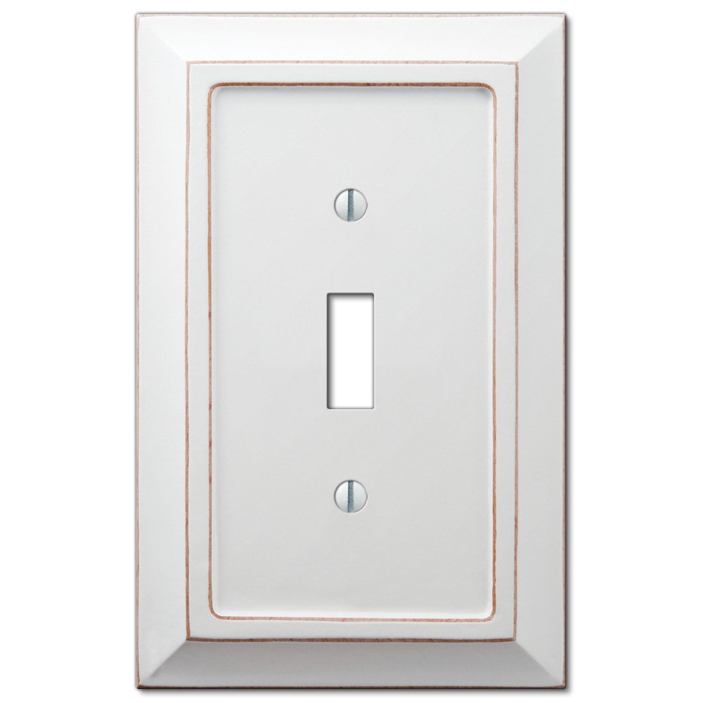 Amerelle Wallplates Wood Single Toggle Wallplate in Distressed White