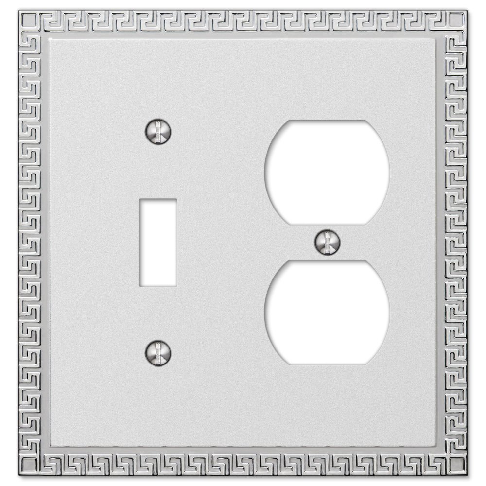 Amerelle Wallplates Single Toggle Single Duplex Combo Wallplate in Frosted Chrome