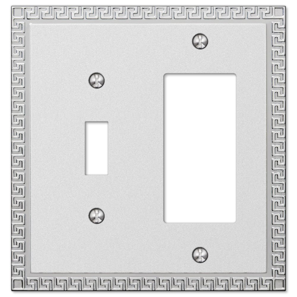 Amerelle Wallplates Single Toggle Single Rocker Combo Wallplate in Frosted Chrome