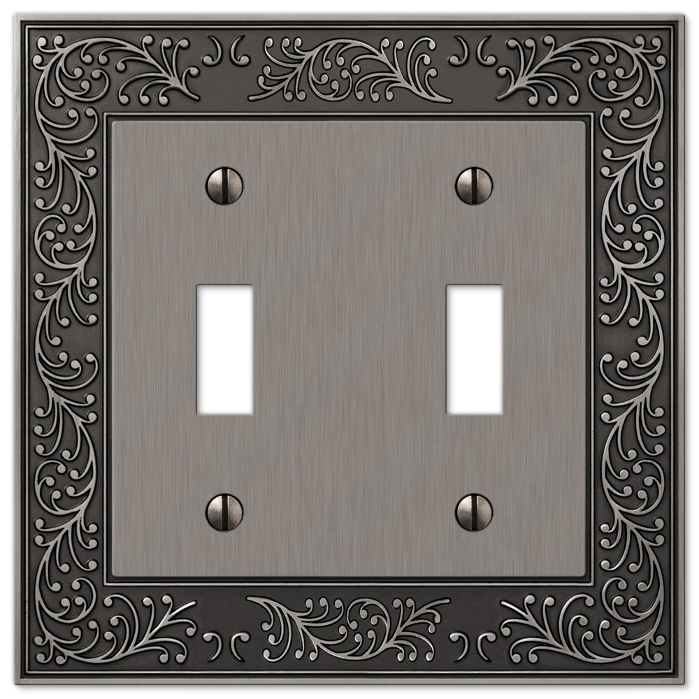 Amerelle Wallplates Double Toggle Wallplate in Antique Nickel