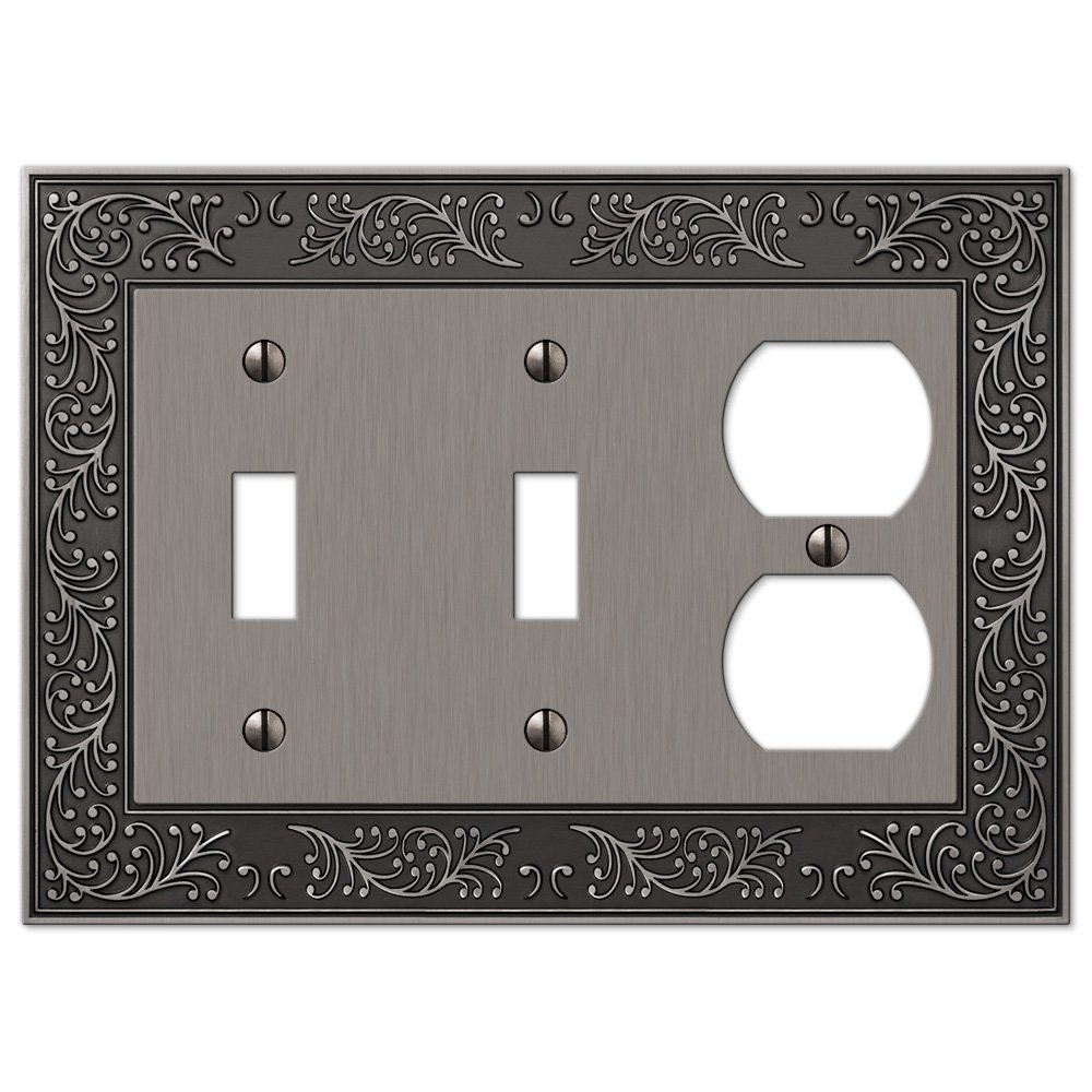 Amerelle Wallplates Double Toggle Single Duplex Combo Wallplate in Antique Nickel