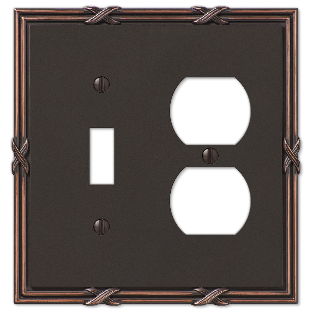 Amerelle Wallplates Single Toggle Single Duplex Combo Wallplate in Aged Bronze