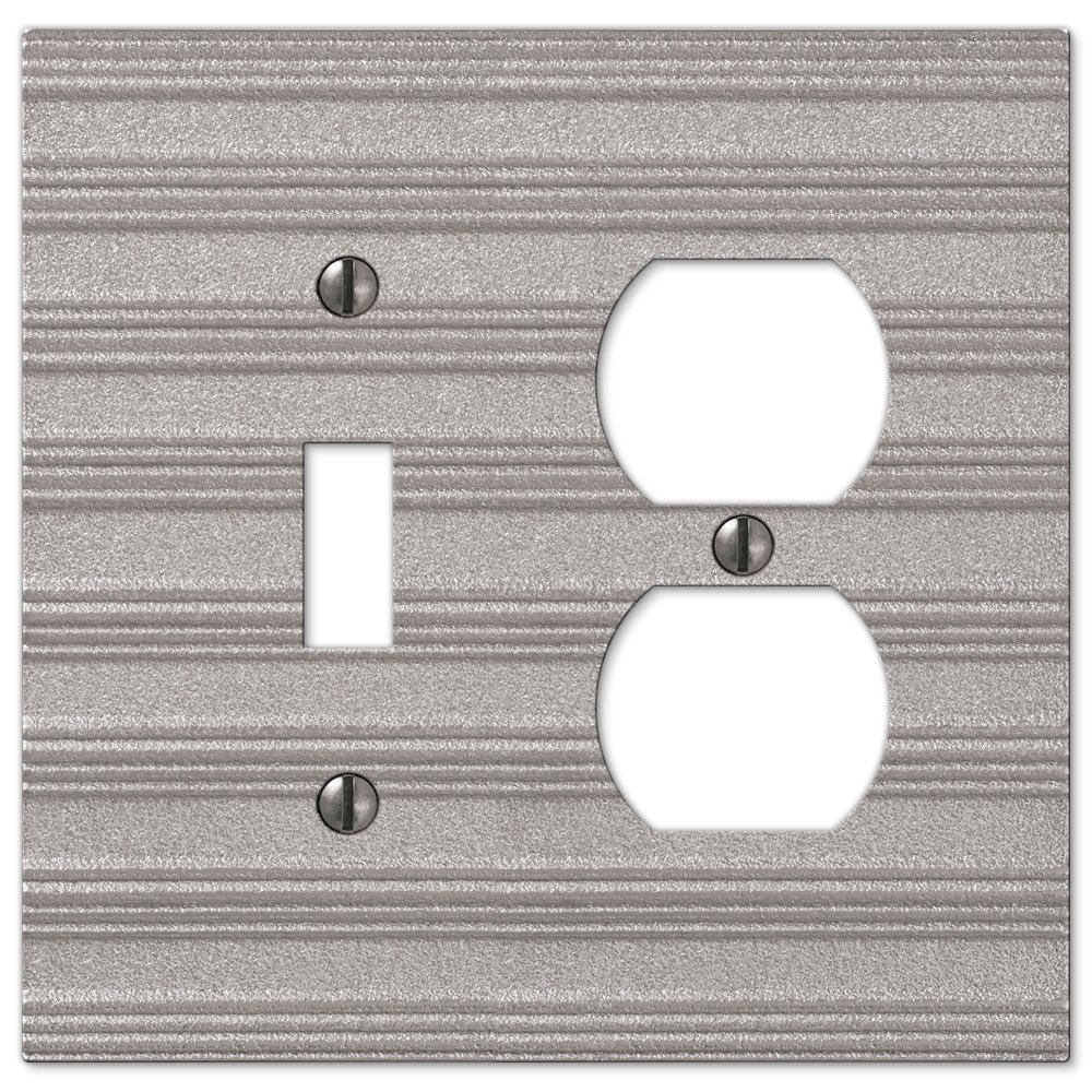 Amerelle Wallplates Single Toggle Single Duplex Combo Wallplate in Frosted Nickel