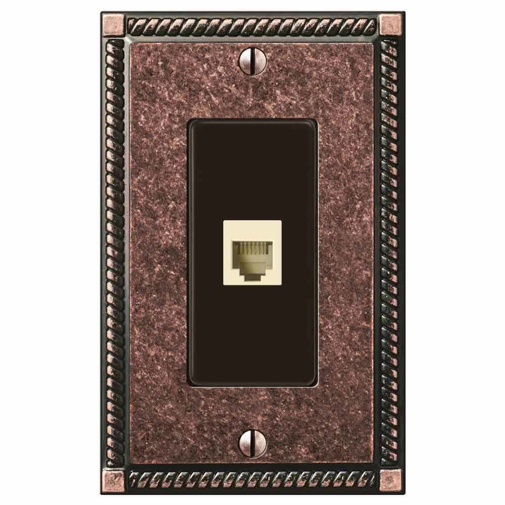Amerelle Wallplates Single Phone Wallplate in Tumbled Aged Bronze