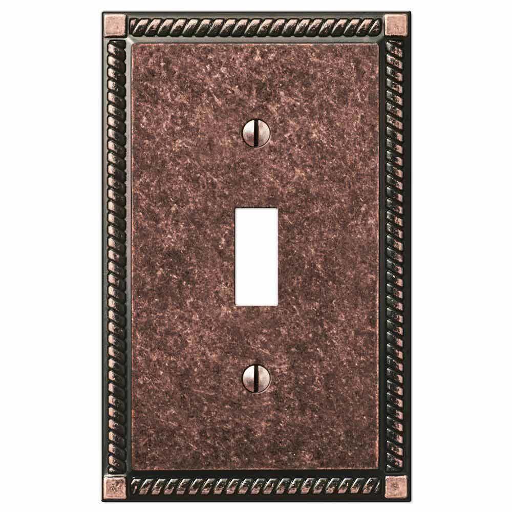 Amerelle Wallplates Single Toggle Wallplate in Tumbled Aged Bronze