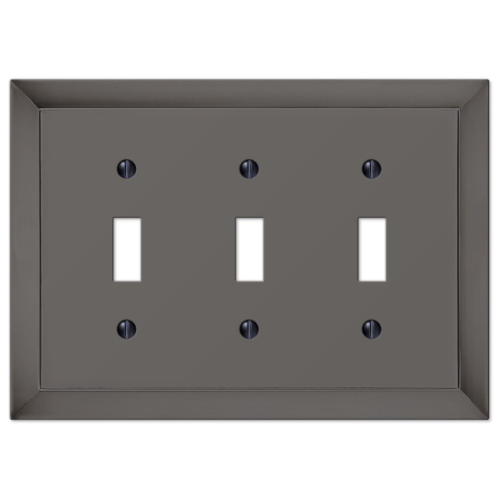 Amerelle Wallplates Triple Toggle Wallplate in Midnight Chrome