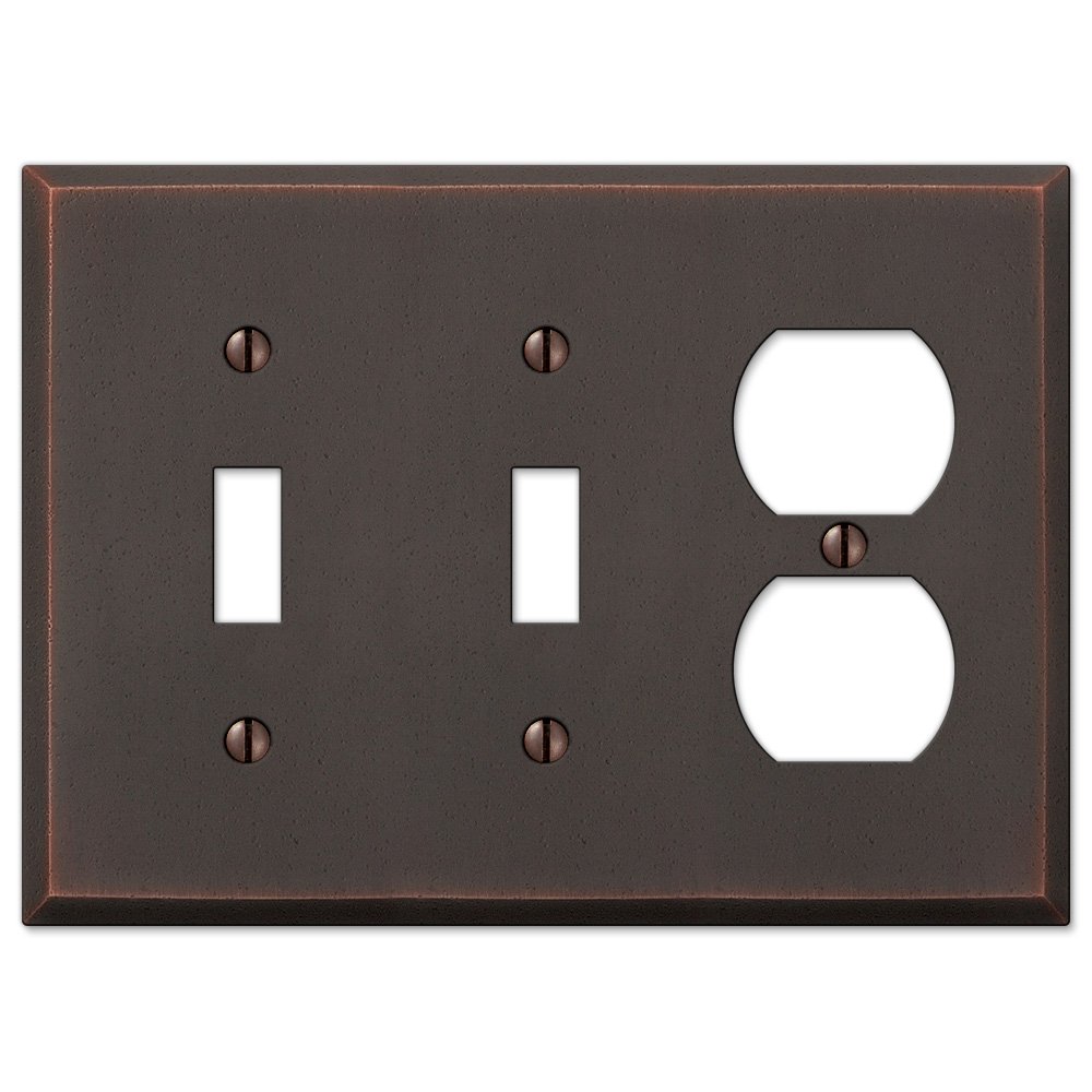 Amerelle Wallplates Double Toggle Single Duplex Combo Wallplate in Aged Bronze