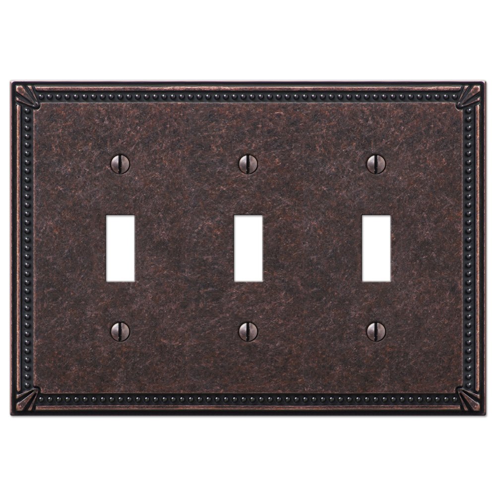 Amerelle Wallplates Triple Toggle Wallplate in Tumbled Aged Bronze