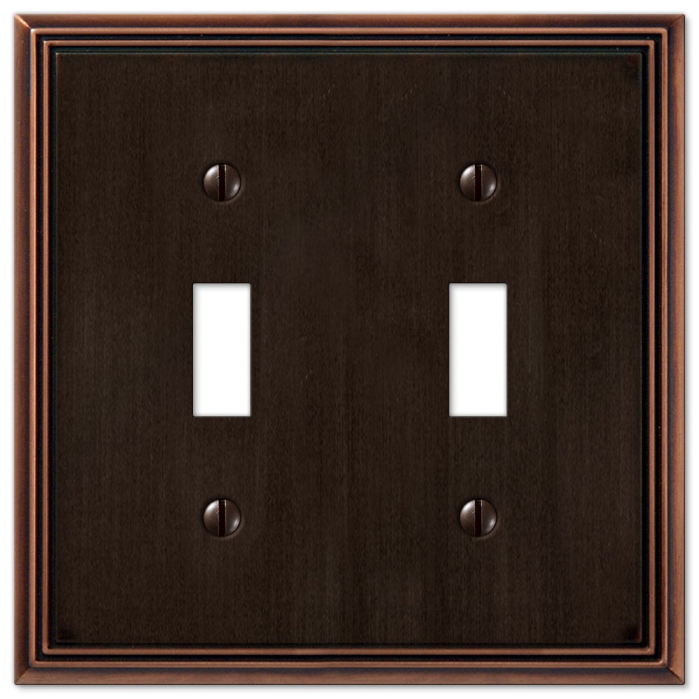 Amerelle Wallplates Double Toggle Wallplate in Aged Bronze