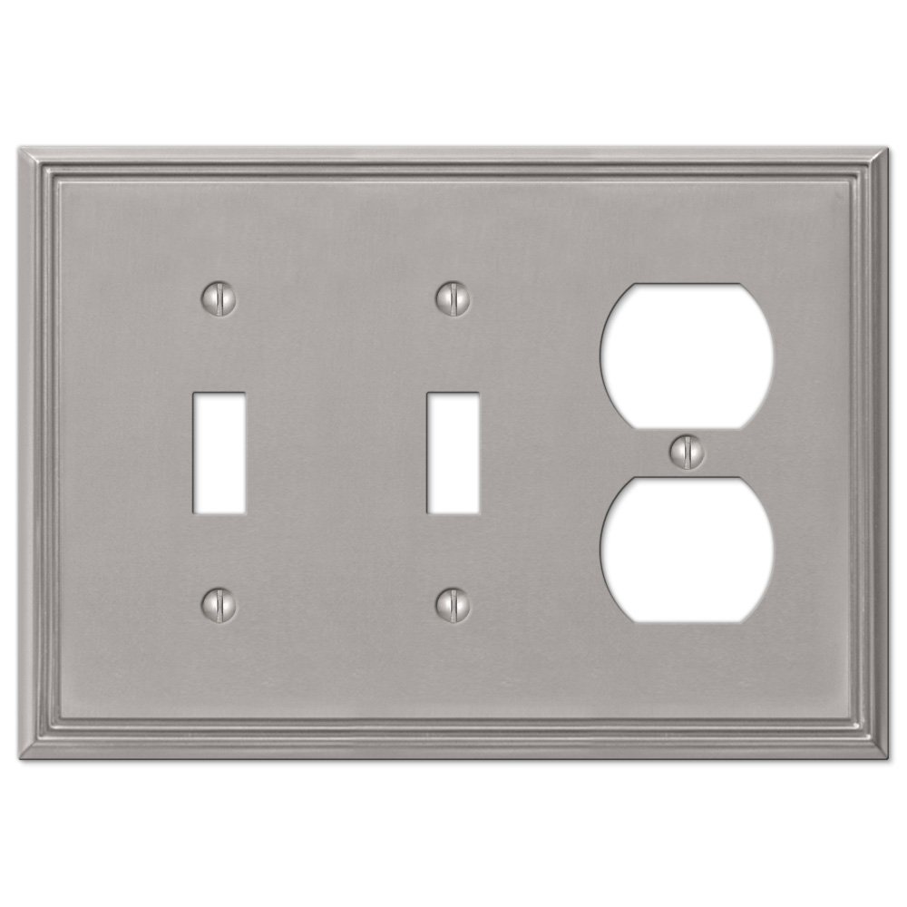 Amerelle Wallplates Double Toggle Single Duplex Combo Wallplate in Brushed Nickel