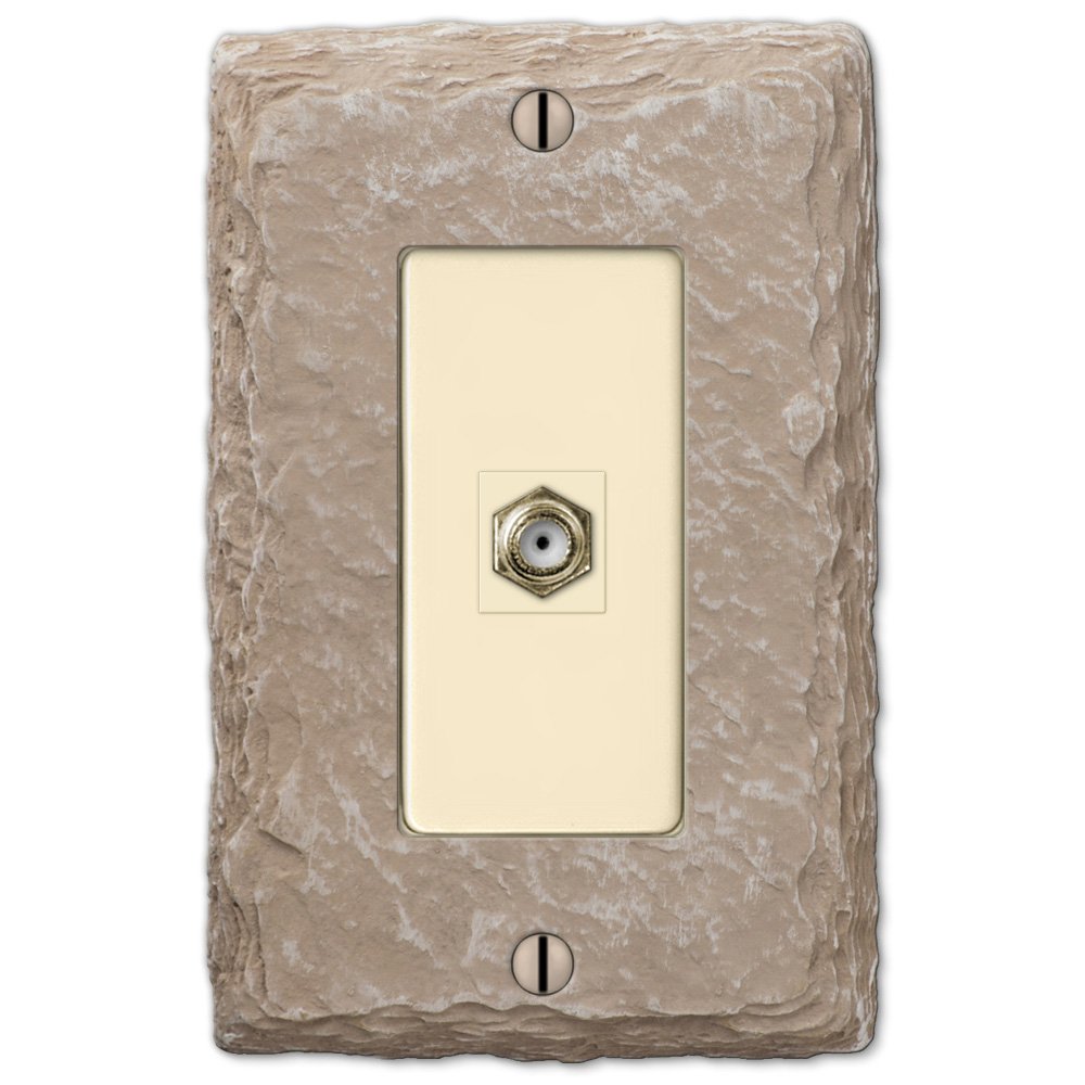 Amerelle Wallplates Resin Single Cable Wallplate in Faux Slate Almond