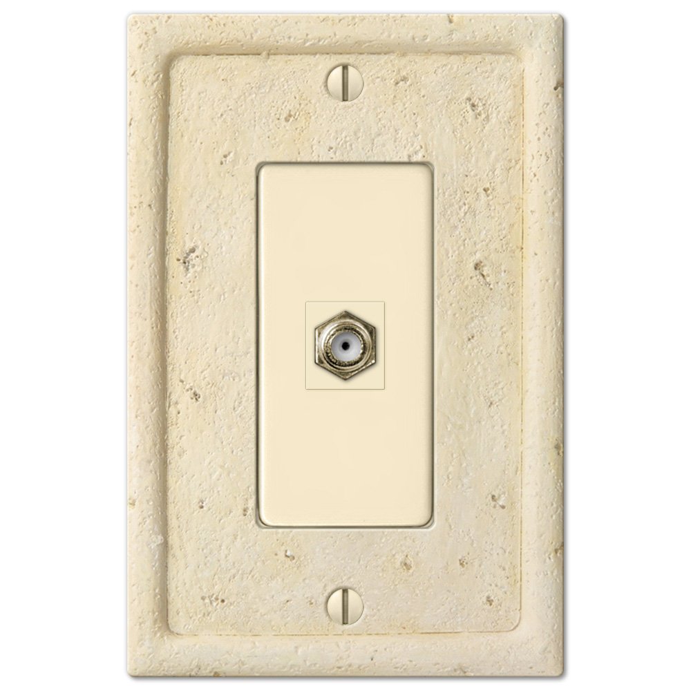 Amerelle Wallplates Resin Single Cable Wallplate in Faux Slate Ivory